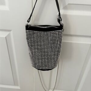 Black and Silver Studded Evening Bucket Bag